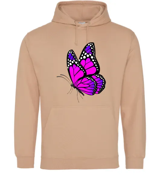 Чоловіча толстовка (худі) Рожевий метелик Пісочний фото