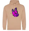 Чоловіча толстовка (худі) Рожевий метелик Пісочний фото