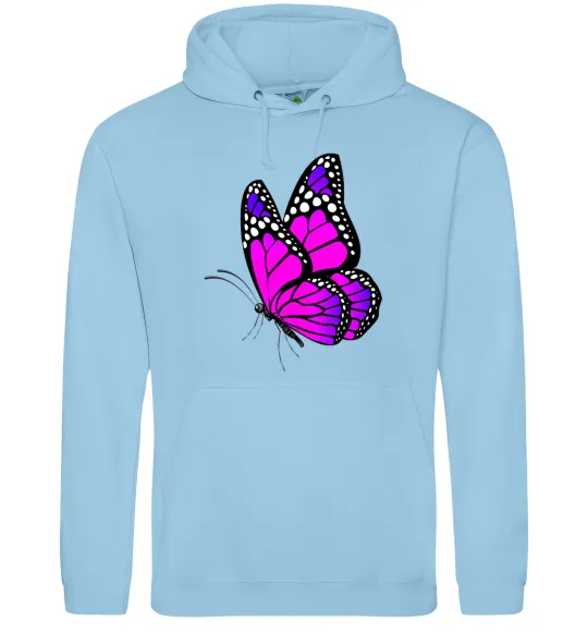Жіноча толстовка (худі) Рожевий метелик Блакитний фото