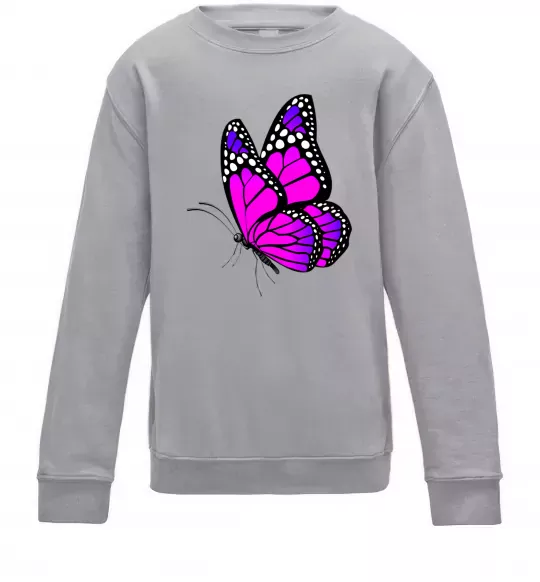 Дитячий світшот Рожевий метелик Сірий меланж фото