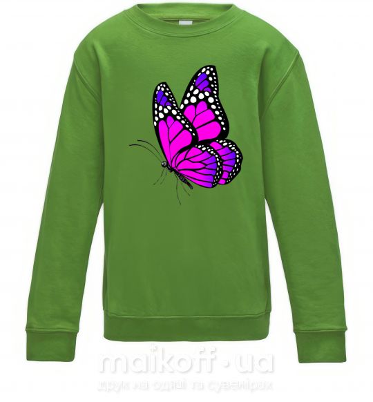 Дитячий світшот Ярко розовая бабочка Лаймовий фото