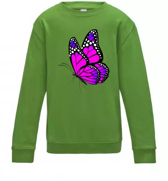 Дитячий світшот Рожевий метелик Лаймовий фото