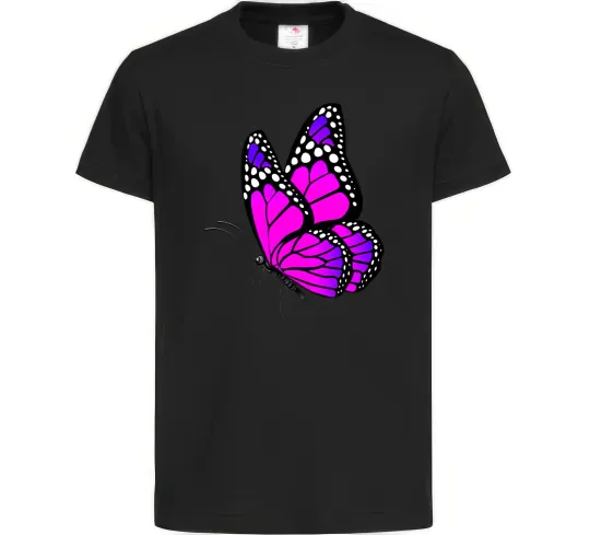 Дитяча футболка Рожевий метелик Чорний фото