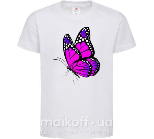 Детская футболка Ярко розовая бабочка Белый фото