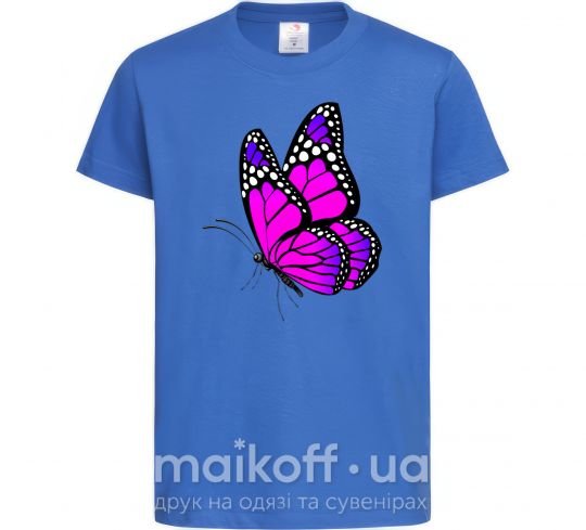 Детская футболка Ярко розовая бабочка Ярко-синий фото