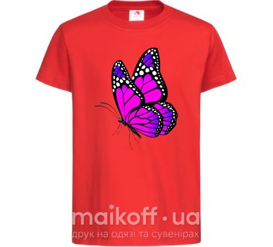 Детская футболка Ярко розовая бабочка Красный фото