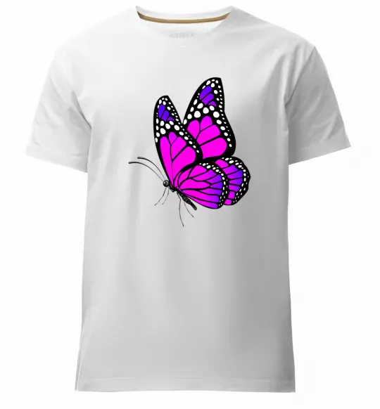 Мужская премиум футболка Рожевий метелик Белый фото