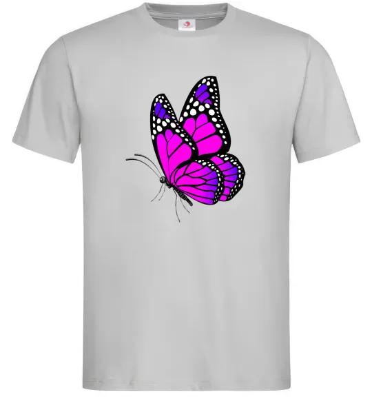 Мужская футболка Рожевий метелик Серый фото