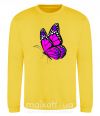 Свитшот Ярко розовая бабочка Солнечно желтый фото