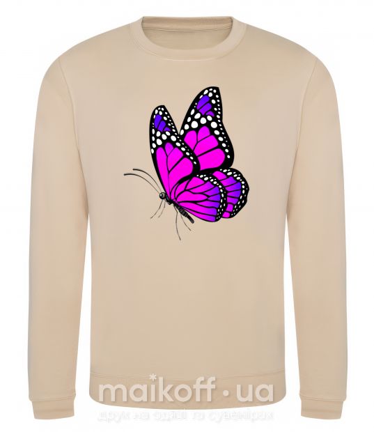 Свитшот Ярко розовая бабочка Песочный фото