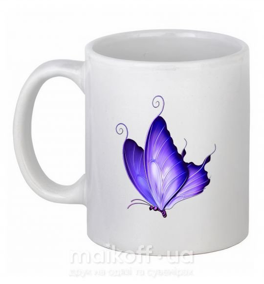 Чашка керамічна Flying butterfly Білий фото