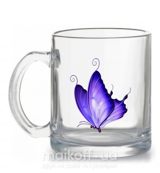 Чашка скляна Flying butterfly Прозорий фото