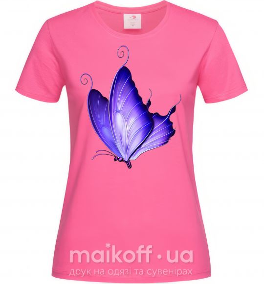 Жіноча футболка Flying butterfly Яскраво-рожевий фото