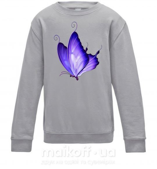 Детский Свитшот Flying butterfly Серый меланж фото