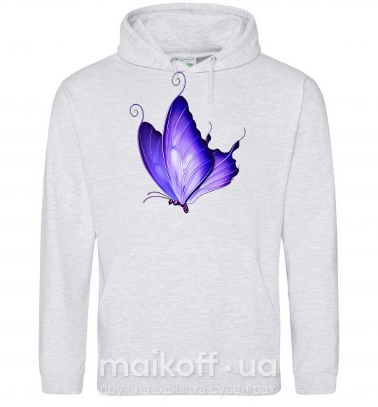 Женская толстовка (худи) Flying butterfly Серый меланж фото