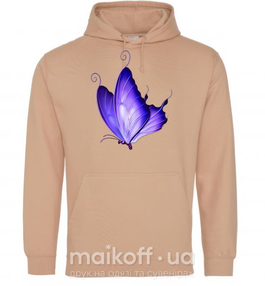 Женская толстовка (худи) Flying butterfly Песочный фото