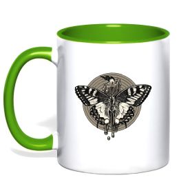 Чашка с цветной ручкой Round butterfly