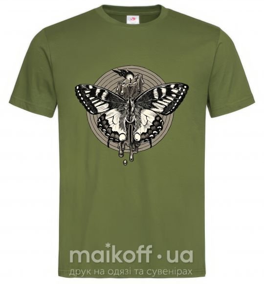 Мужская футболка Round butterfly Оливковый фото