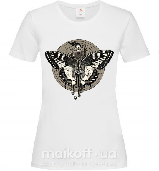 Жіноча футболка Round butterfly Білий фото