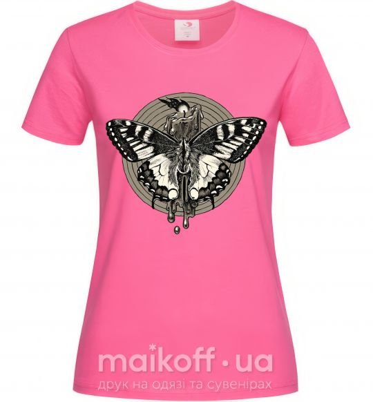 Женская футболка Round butterfly Ярко-розовый фото