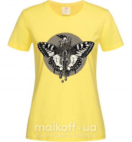 Жіноча футболка Round butterfly Лимонний фото
