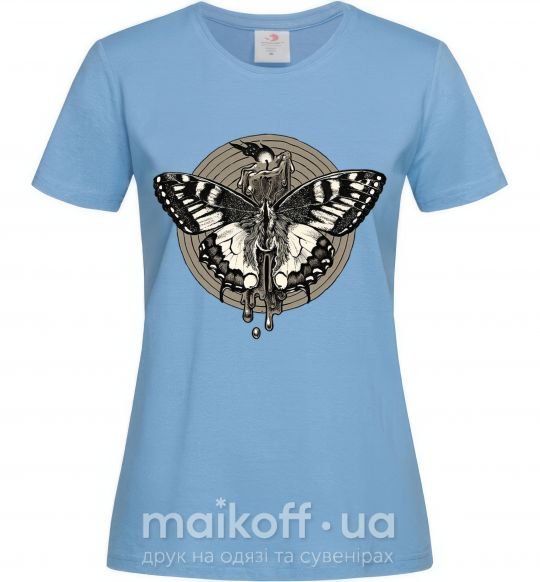 Жіноча футболка Round butterfly Блакитний фото