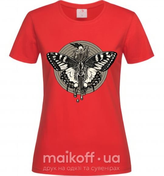 Жіноча футболка Round butterfly Червоний фото