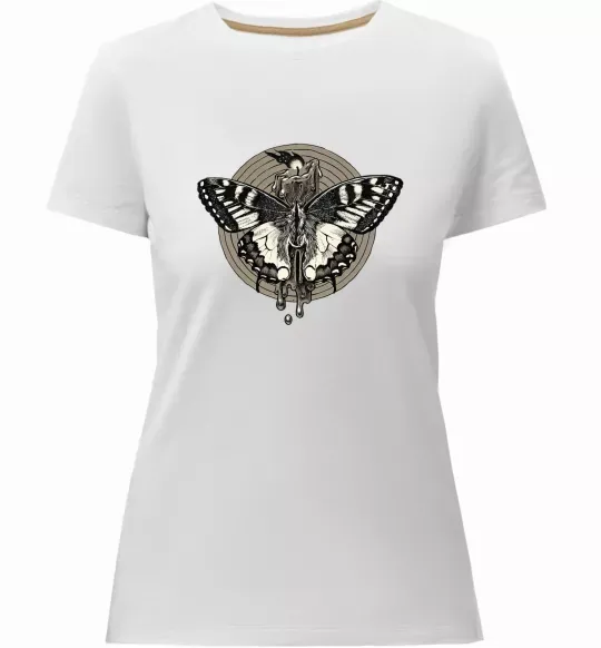 Жіноча преміум футболка Round butterfly Білий фото