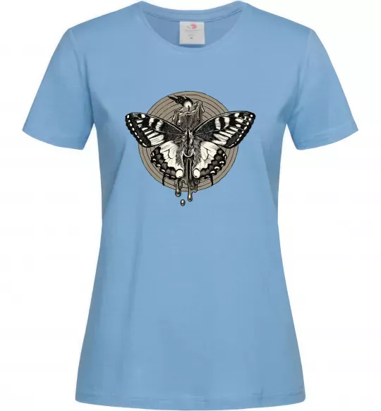 Жіноча футболка Round butterfly Блакитний фото