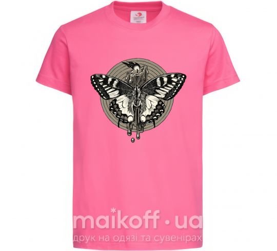 Детская футболка Round butterfly Ярко-розовый фото