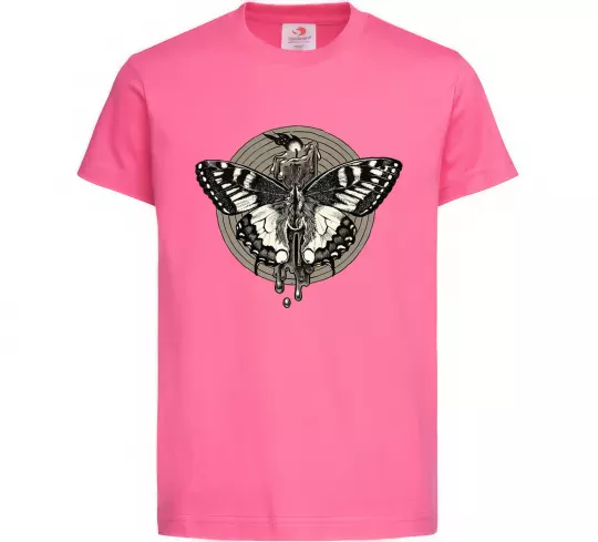 Детская футболка Round butterfly Ярко-розовый фото