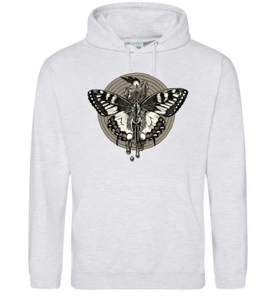 Мужская толстовка (худи) Round butterfly Серый меланж фото