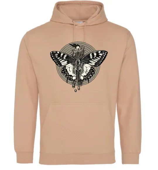 Мужская толстовка (худи) Round butterfly Песочный фото