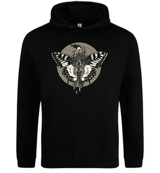 Женская толстовка (худи) Round butterfly Черный фото