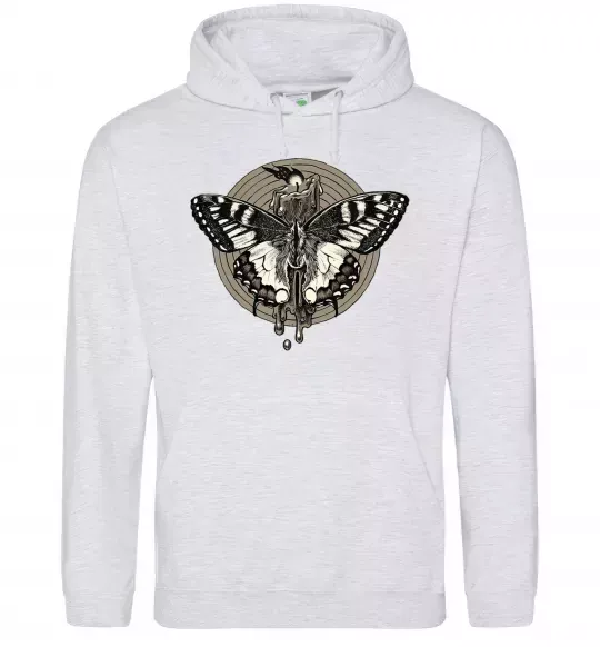 Женская толстовка (худи) Round butterfly Серый меланж фото