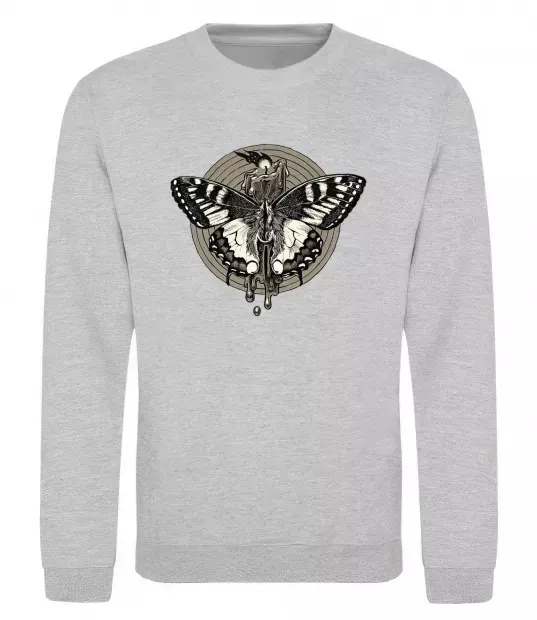 Світшот Round butterfly Сірий меланж фото