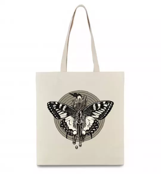 Эко-сумка Round butterfly Бежевый фото