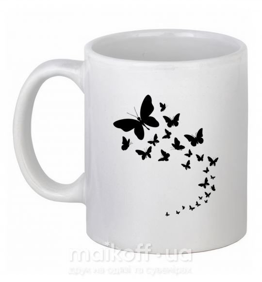 Чашка керамічна Бабочки в полете Білий фото
