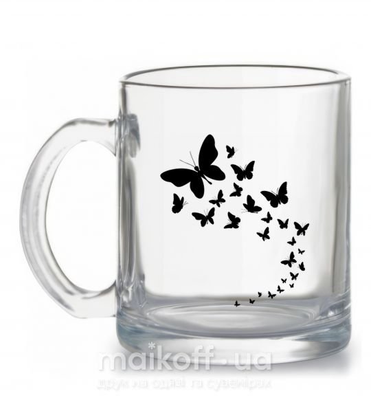 Чашка скляна Бабочки в полете Прозорий фото
