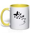 Чашка с цветной ручкой Бабочки в полете Солнечно желтый фото