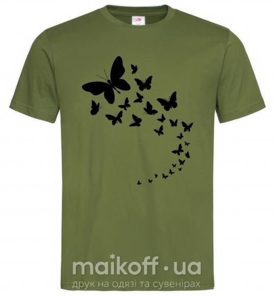 Мужская футболка Бабочки в полете Оливковый фото