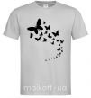 Мужская футболка Бабочки в полете Серый фото