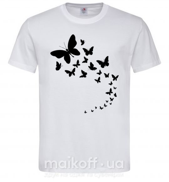 Чоловіча футболка Бабочки в полете Білий фото