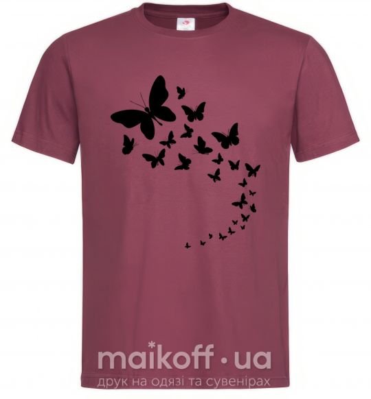 Мужская футболка Бабочки в полете Бордовый фото