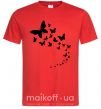 Мужская футболка Бабочки в полете Красный фото