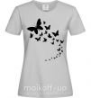 Женская футболка Бабочки в полете Серый фото