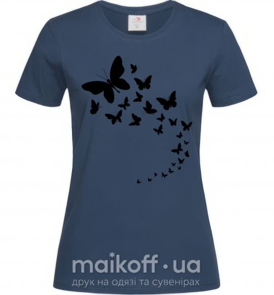 Жіноча футболка Бабочки в полете Темно-синій фото