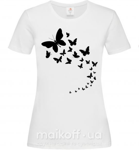 Жіноча футболка Бабочки в полете Білий фото