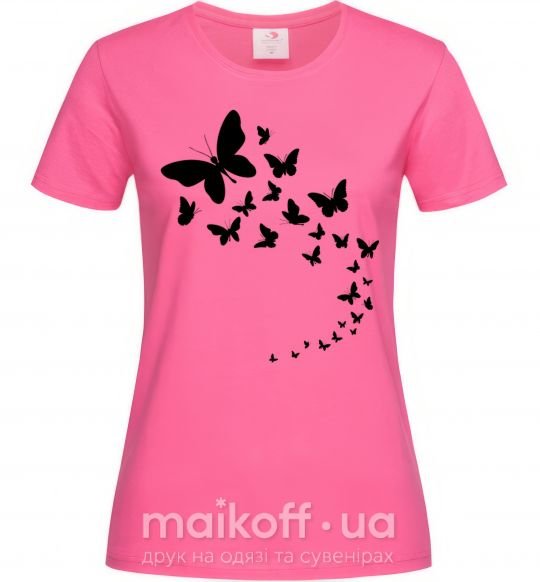 Женская футболка Бабочки в полете Ярко-розовый фото