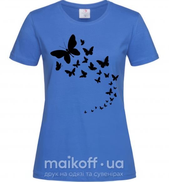 Женская футболка Бабочки в полете Ярко-синий фото